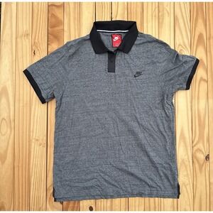 Nike Sport Polo Men's shirt size XLarge Black/grey Heathered Colored Slim Fittin